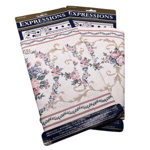 Vintage 90s Floral Rose Wallpaper Border – Expressions, 5 Yards + Partial Roll